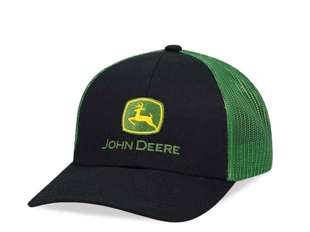 John Deere Logo Mesh Black Trucker Snapback Casquette