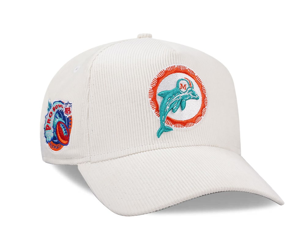 New Era Miami Dolphins Pro Bowl 1997 White Corduroy Edition 9Forty A Frame Snapback Casquette