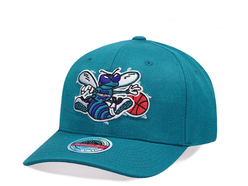 Mitchell & Ness Charlotte Hornets Teal Hardwood Classic Red Flex Snapback Casquette