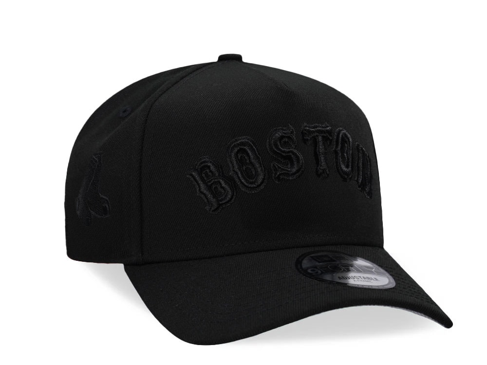 New Era Boston Red Sox Black On Black 9Forty A Frame Snapback Casquette