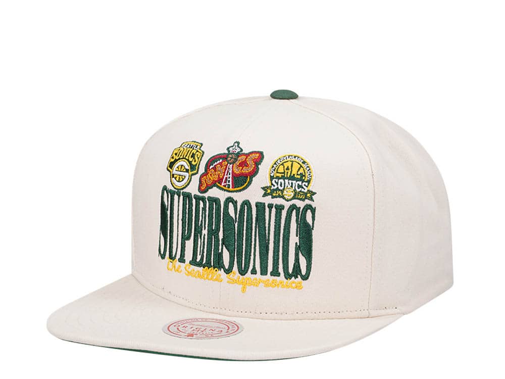 Mitchell & Ness Seattle Supersonics Reframe Retro Off White Snapback Casquette