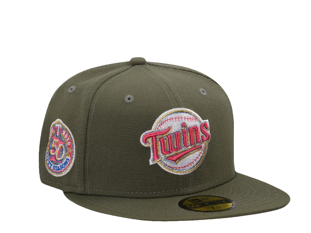 New Era Minnesota Twins 50 Seasons Olive Metallic Edition 59Fifty Fitted Casquette