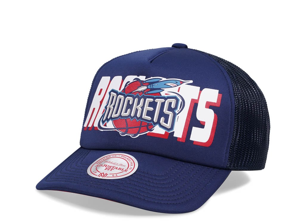 Mitchell & Ness Houston Rockets Navy Billboard Trucker Snapback Casquette