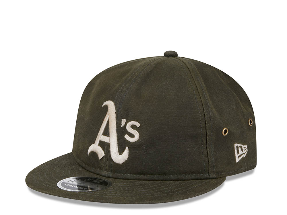 New Era Oakland Athletics Waxed Canvas Olive 9Fifty Retro Crown Strapback Casquette