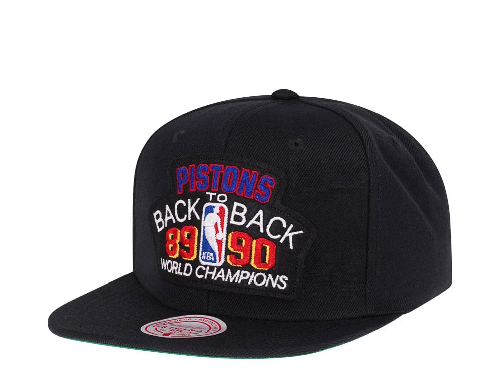 Mitchell & Ness Detroit Pistons Back to Back Champions Black Snapback Casquette