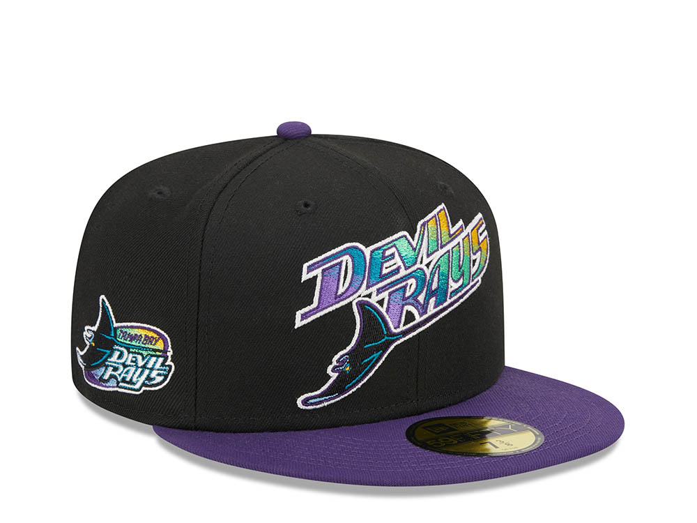 New Era Tampa Bay Rays Black Retro Script Throwback Edition 59Fifty Fitted Casquette