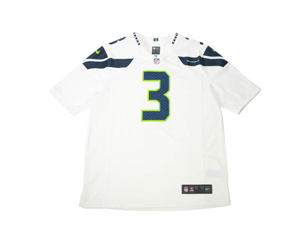 Nike Seattle Seahawks Russell Wilson White Fields Game NFL Maillot