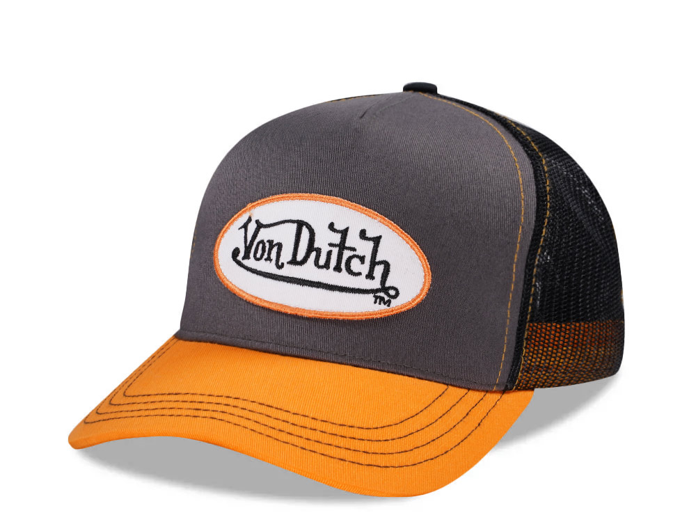 Von Dutch Grey Orange Two Tone Edition Trucker Snapback Casquette