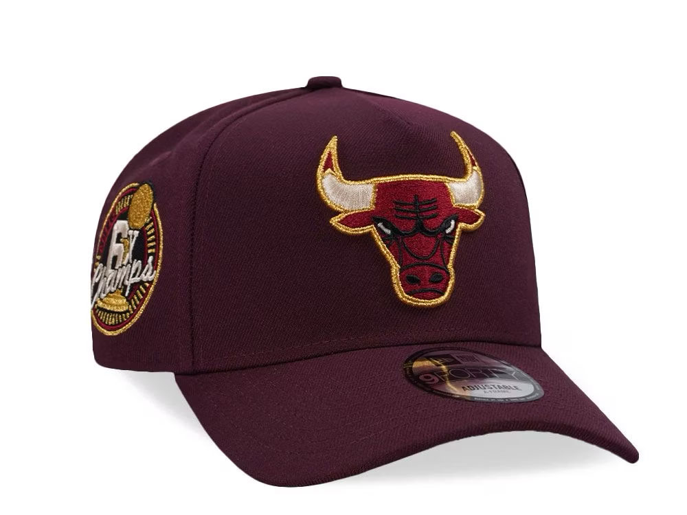 New Era Chicago Bulls 6x Champs Maroon Prime Edition 9Forty A Frame Snapback Casquette