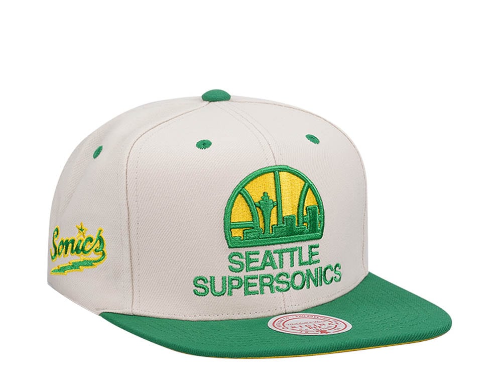 Mitchell & Ness Seattle Supersonics Sail Off White Two Tone Snapback Casquette