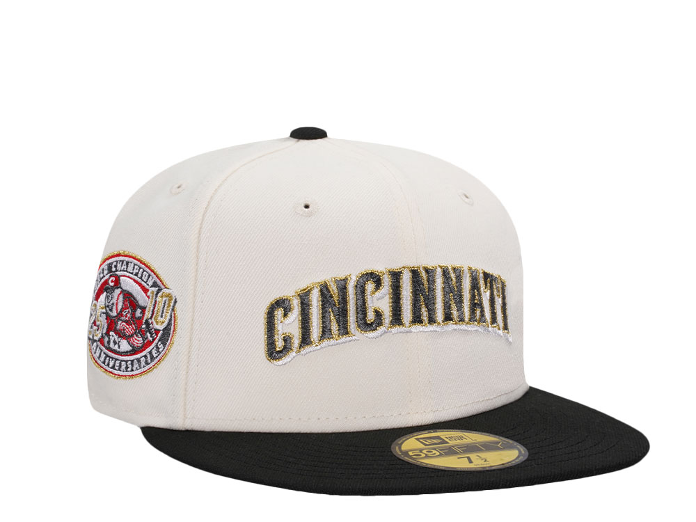 New Era Cincinnati Reds 25th Champion Anniversaries Chrome Black Metallic Two Tone Edition 59Fifty Fitted Casquette