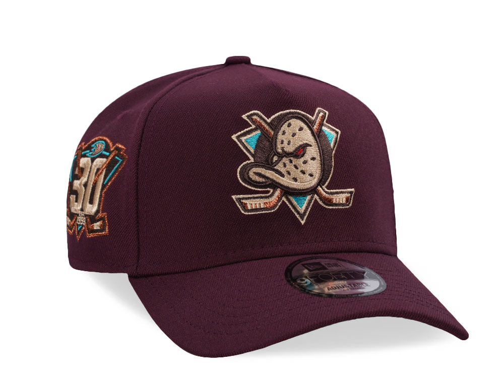 New Era Anaheim Ducks 30th Anniversary Maroon Prime Edition 9Forty A Frame Snapback Casquette