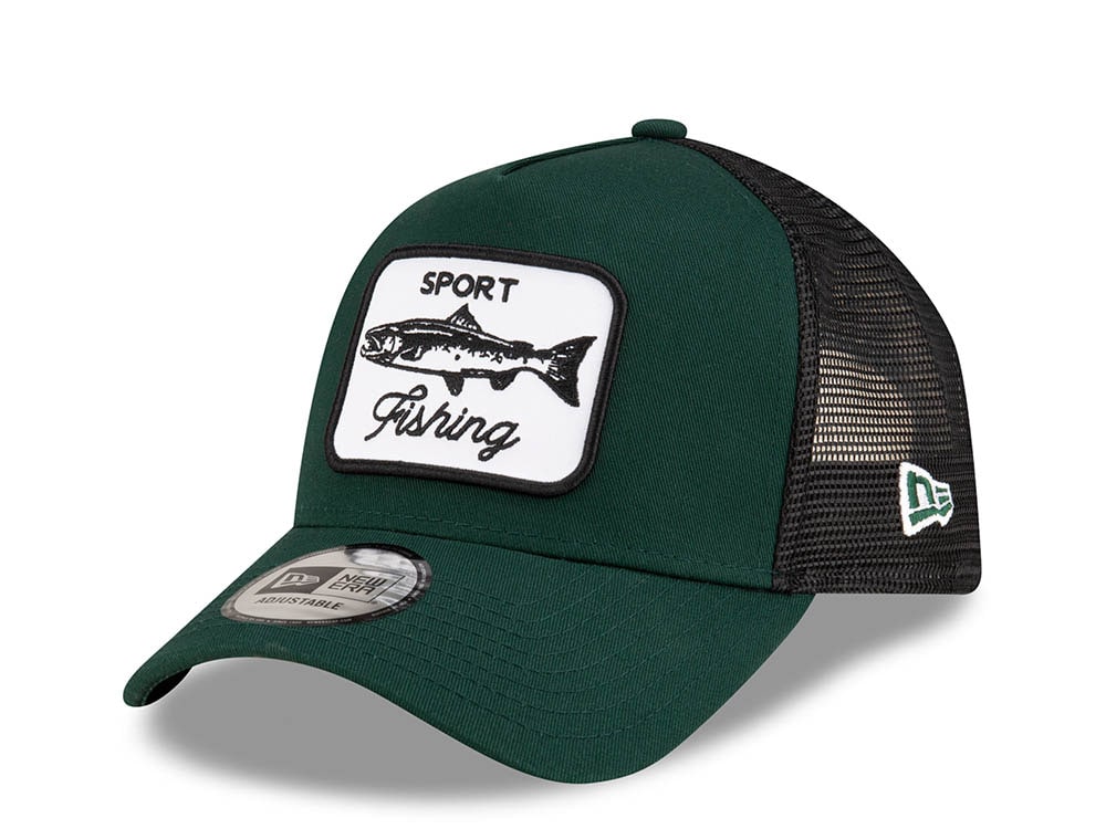 New Era Sport Fishing Patch Green 9Forty A Frame Trucker Snapback Casquette