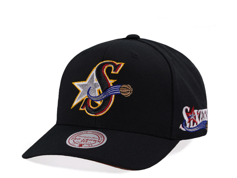 Mitchell & Ness Philadelphia 76ers Hardwood Classic Pro Crown Fit Black Snapback Casquette