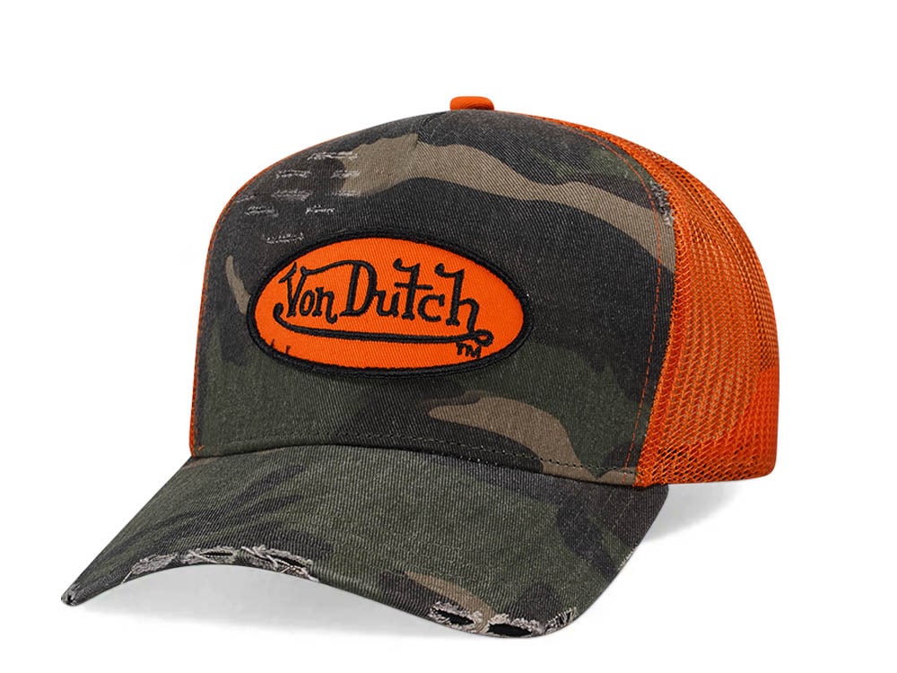 Von Dutch Camouflage Orange Edition Trucker Snapback Casquette