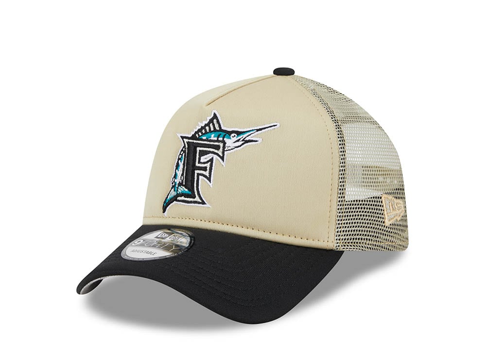 New Era Florida Marlins Gold All Day 9Forty A Frame Trucker Snapback Casquette