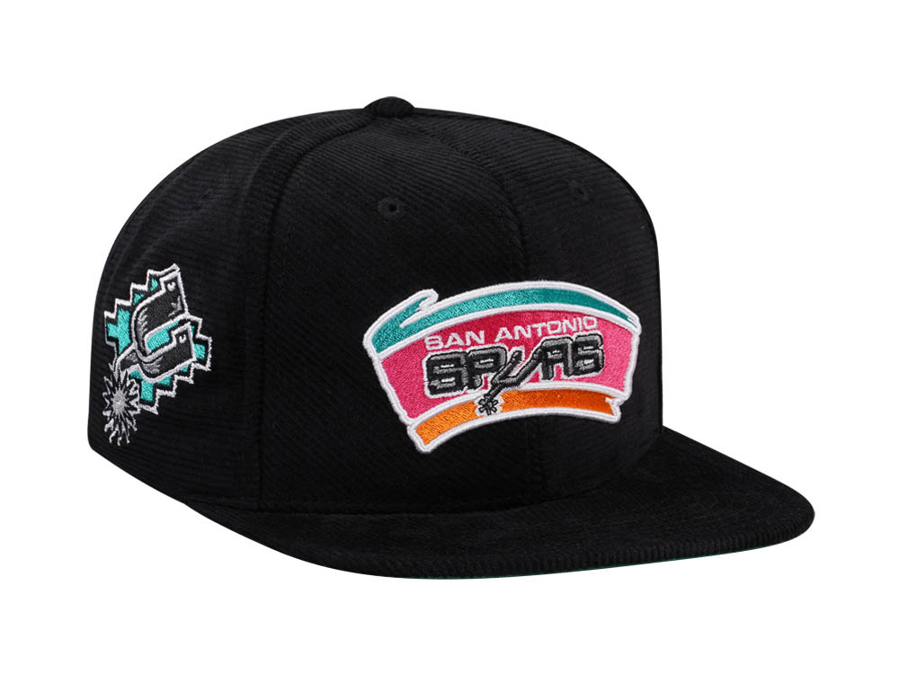 Mitchell & Ness San Antonio Spurs Black Cord Hardwood Classic Snapback Casquette