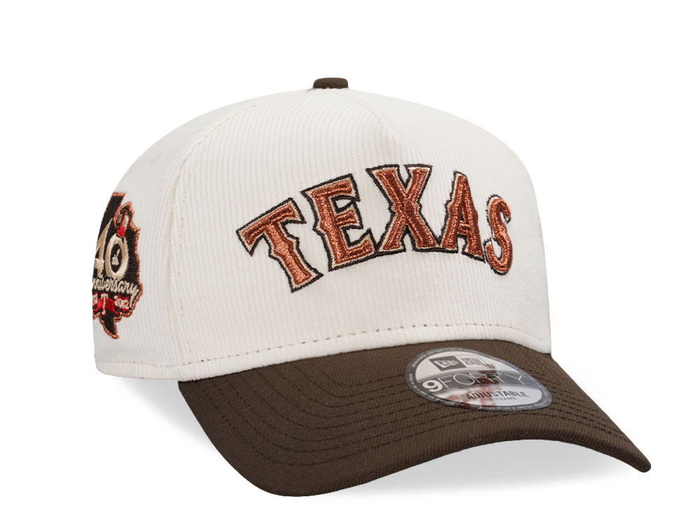 New Era Texas Rangers 40th Anniversary Chrome Corduroy Two Tone Edition 9Forty A Frame Snapback Casquette