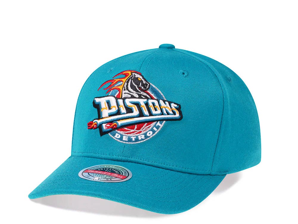 Mitchell & Ness Detroit Pistons Team Ground Red Line Solid Flex Teal Snapback Casquette