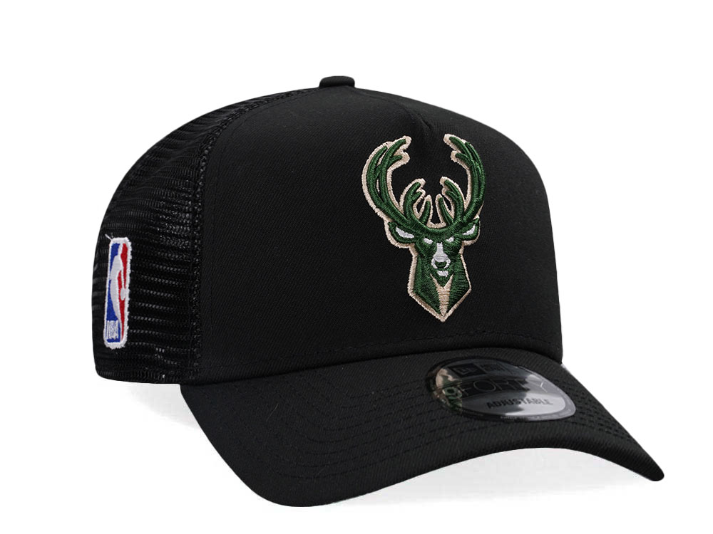 New Era Milwaukee Bucks Black Classic Edition Trucker A Frame Snapback Casquette