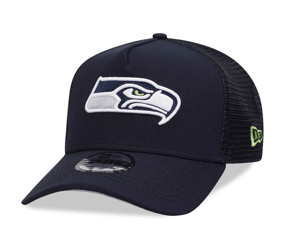 New Era Seattle Seahawks Navy 9Forty A Frame Trucker Snapback Casquette