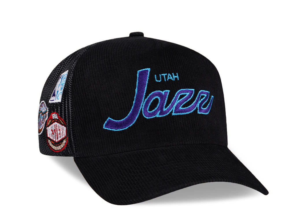 Mitchell & Ness Utah Jazz Times up Black Cord Hardwood Classic Trucker Snapback Casquette