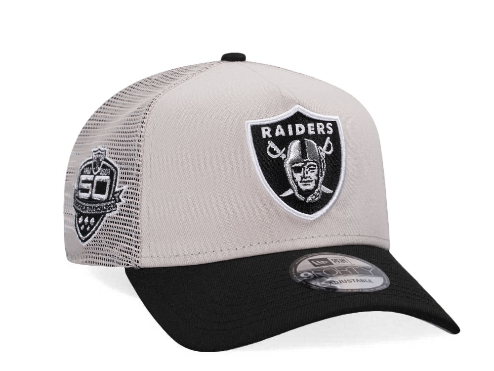 New Era Las Vegas Raiders 50th Anniversary Chrome Two Tone Edition A Frame Trucker Snapback Casquette