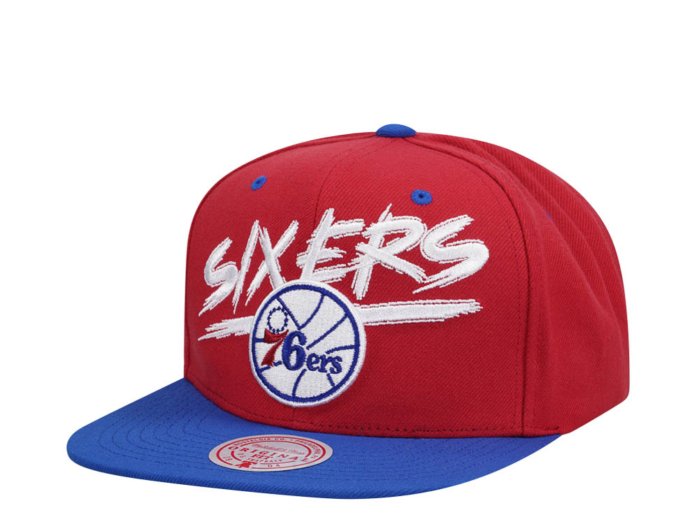 Mitchell & Ness Philadelphia 76ers Transcript Red Two Tone Snapback Casquette