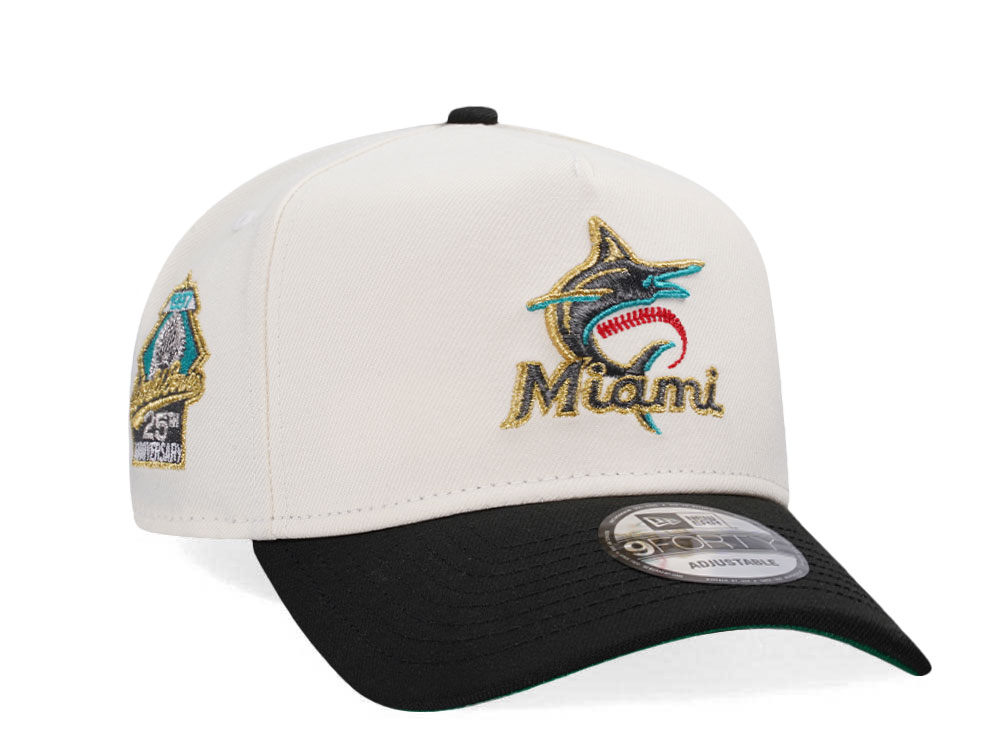 New Era Miami Marlins 25th Anniversary Chrome Gold Two Tone Edition A Frame Snapback Casquette