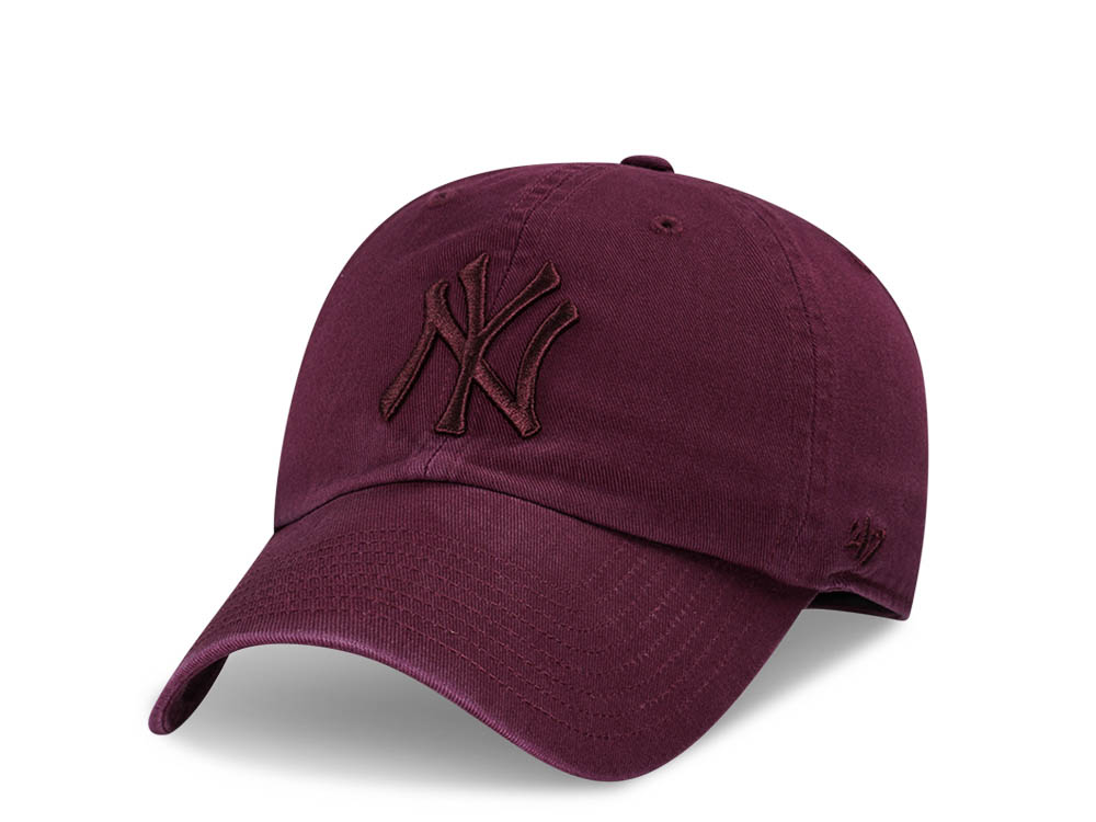 47Brand New York Yankees Dark Maroon Clean Up Strapback Casquette