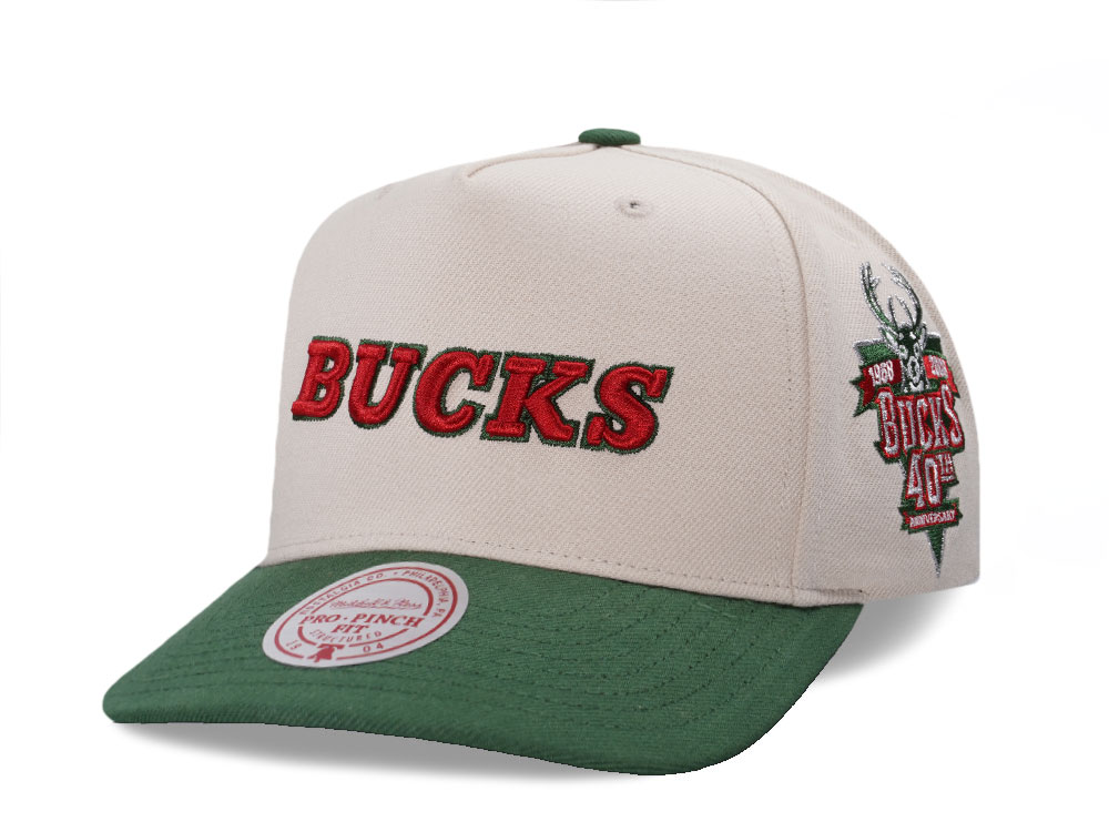 Mitchell & Ness Milwaukee Bucks 40th Anniversary Two Tone Pro Pinch A Frame Snapback Casquette