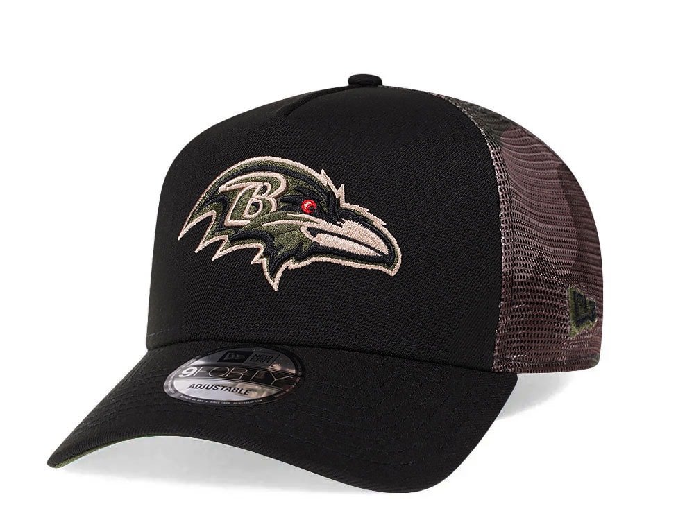 New Era Baltimore Ravens Camo 9Forty A Frame Trucker Snapback Casquette