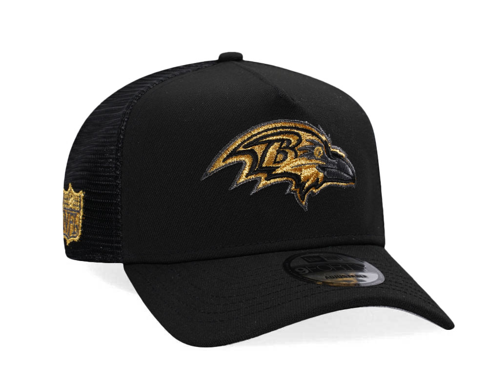 New Era Baltimore Ravens Black and Gold Classic Edition Trucker A Frame 9Forty Casquette