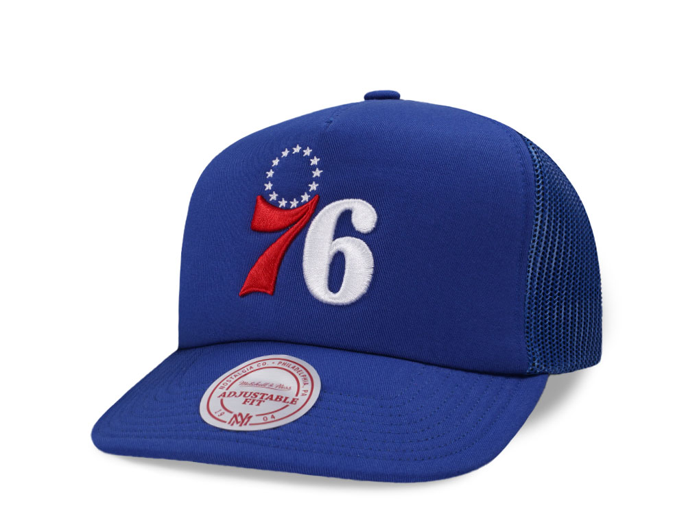 Mitchell & Ness Philadelphia 76ers Dark Blue Trucker Adjustable Fit Snapback Casquette