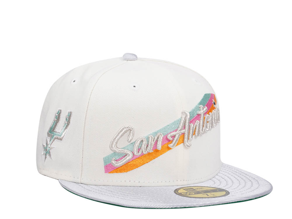 New Era San Antonio Spurs Chrome White Throwback Edition 59Fifty Fitted Casquette