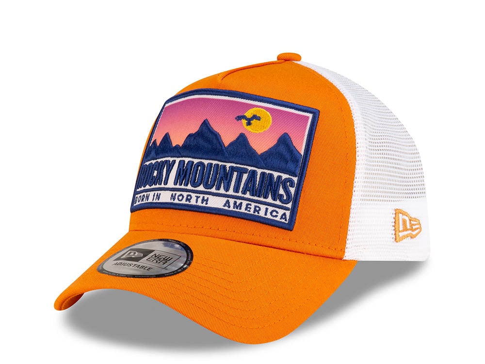 New Era Rocky Mountains Patch Orange 9Forty A Frame Trucker Snapback Casquette