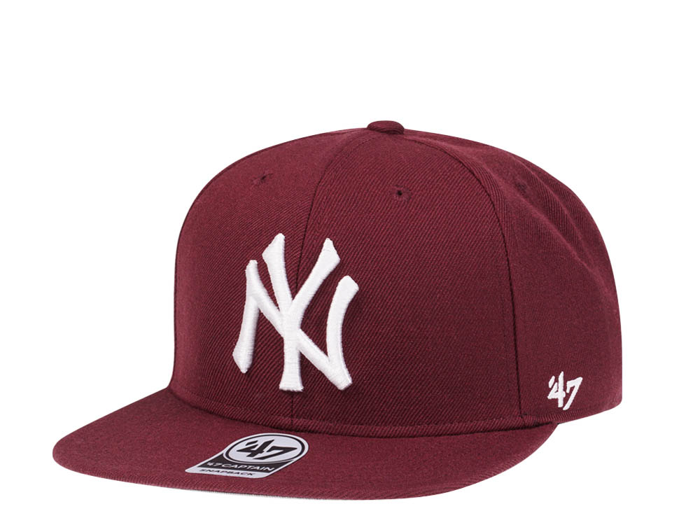 47Brand New York Yankees Dark Maroon No Shot Captain Snapback Cap TOPPERZSTORE.FR