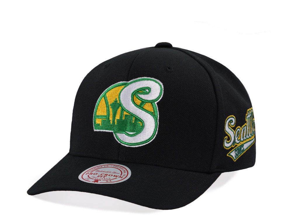 Mitchell & Ness Seattle Supersonics Hardwood Classic Pro Crown Fit Black Snapback Casquette