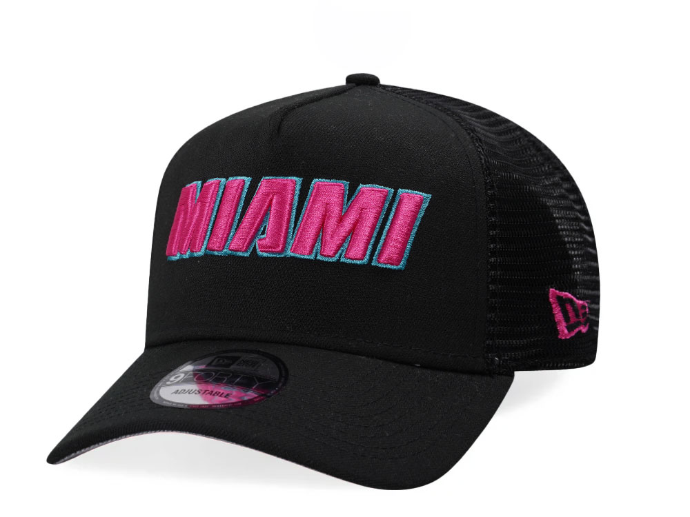 New Era Miami Heat Black Classic Trucker A Frame Snapback Casquette