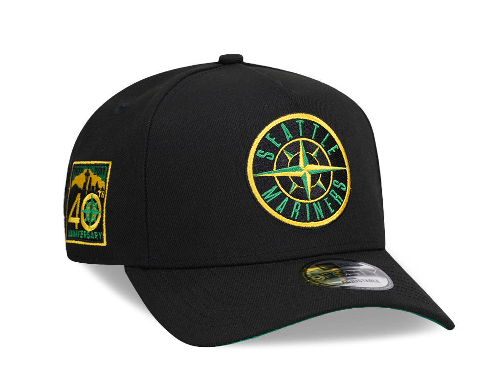 New Era Seattle Mariners 40th Anniversary Throwback Black Edition 9Forty A Frame Snapback Casquette