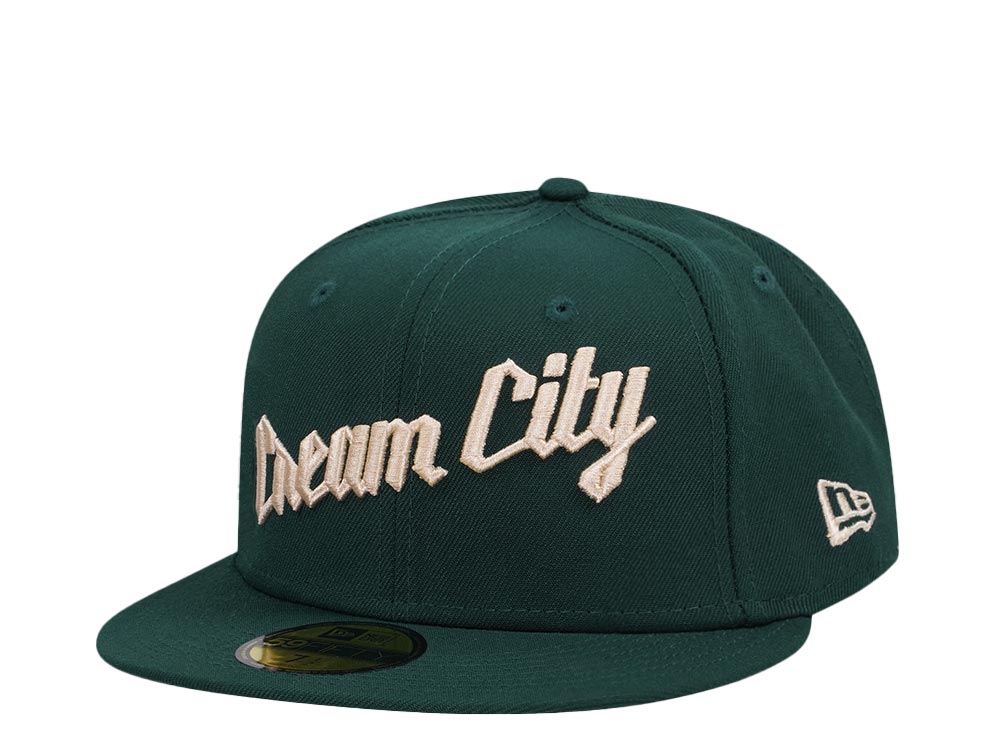 New Era Milwaukee Bucks Dark Green Classic Script Edition 59Fifty Fitted Casquette