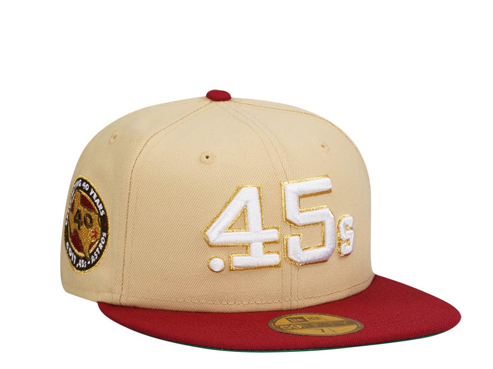 New Era Houston Colts 40th Anniversary Vegas Gold Two Tone Throwback Edition 59Fifty Fitted Casquette