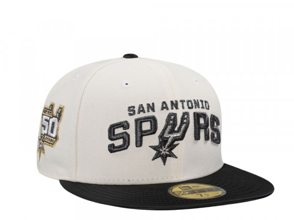 New Era San Antonio Spurs 50th Anniversary Chrome Satin Brim Two Tone Edition 59Fifty Fitted Cap